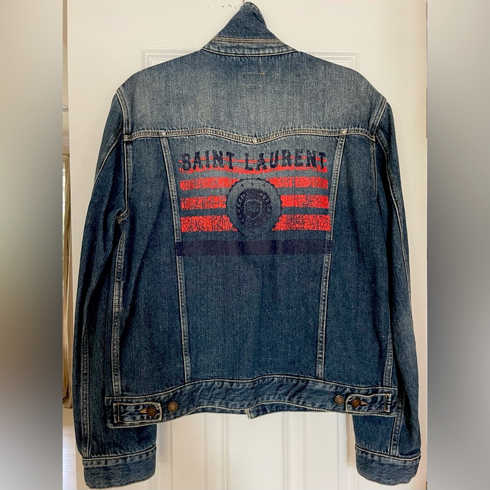 SAINT LAURENT CLASSIC LOGO DENIM JACKET - XL - DEEP VINTAGE BLUE